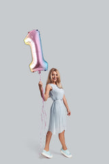 32 Inch Foil Holographic One Shaped Balloon - Add Sparkle to First Celebrations!