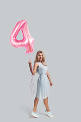 32 Inch Foil Pink Number Four Shaped Balloon - Perfect for Fantastic Four-Year Celebrations!