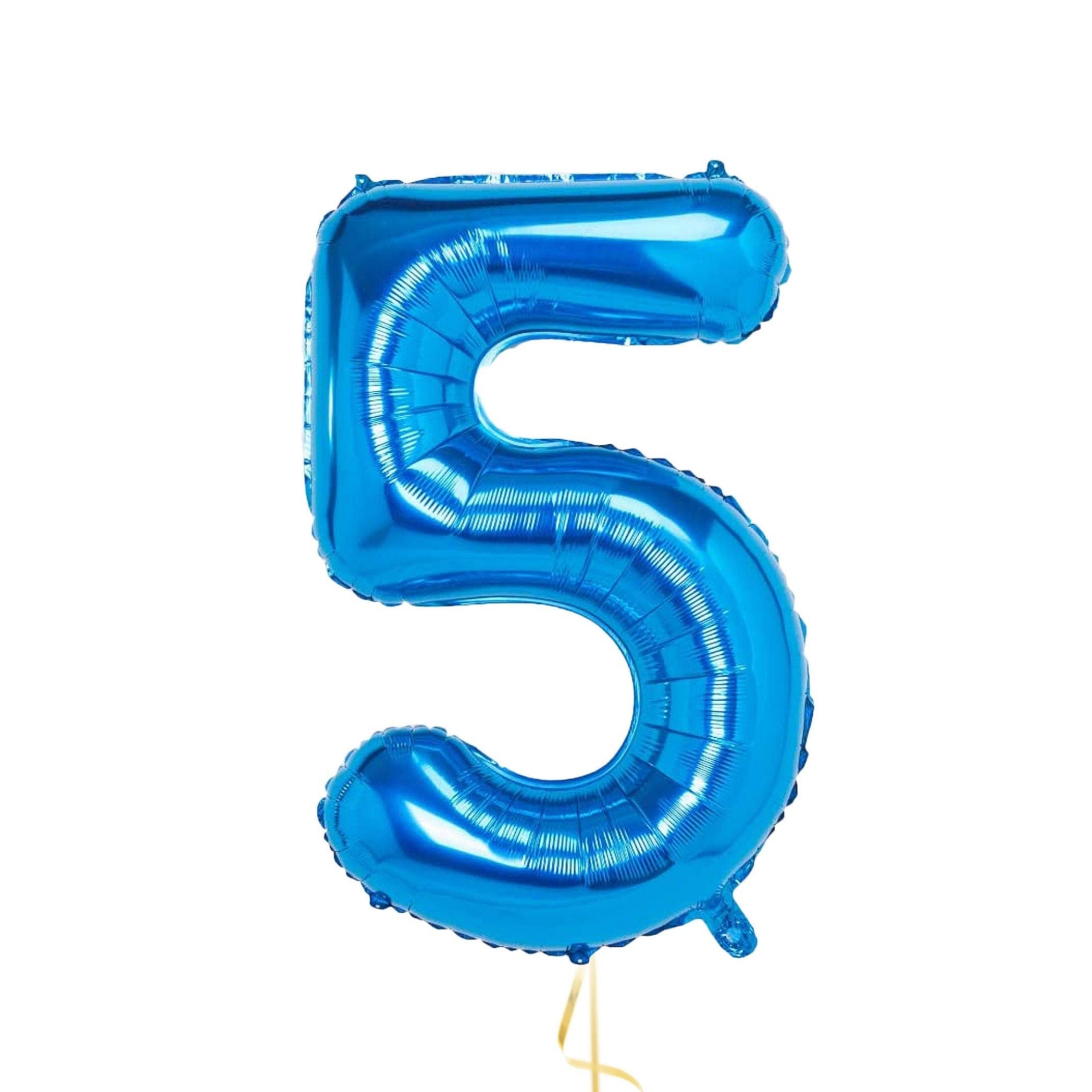 32 Inch Foil Blue Number Five Shaped Balloon - Perfect for Celebrating Fabulous Fives!