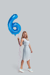 32 Inch Foil Blue Number Six Shaped Balloon - Celebrate Sweet Sixes in Style!