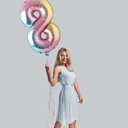 32 Inch Foil Holographic Number Eight Shaped Balloon - Eight Years of Shimmering Celebrations!
