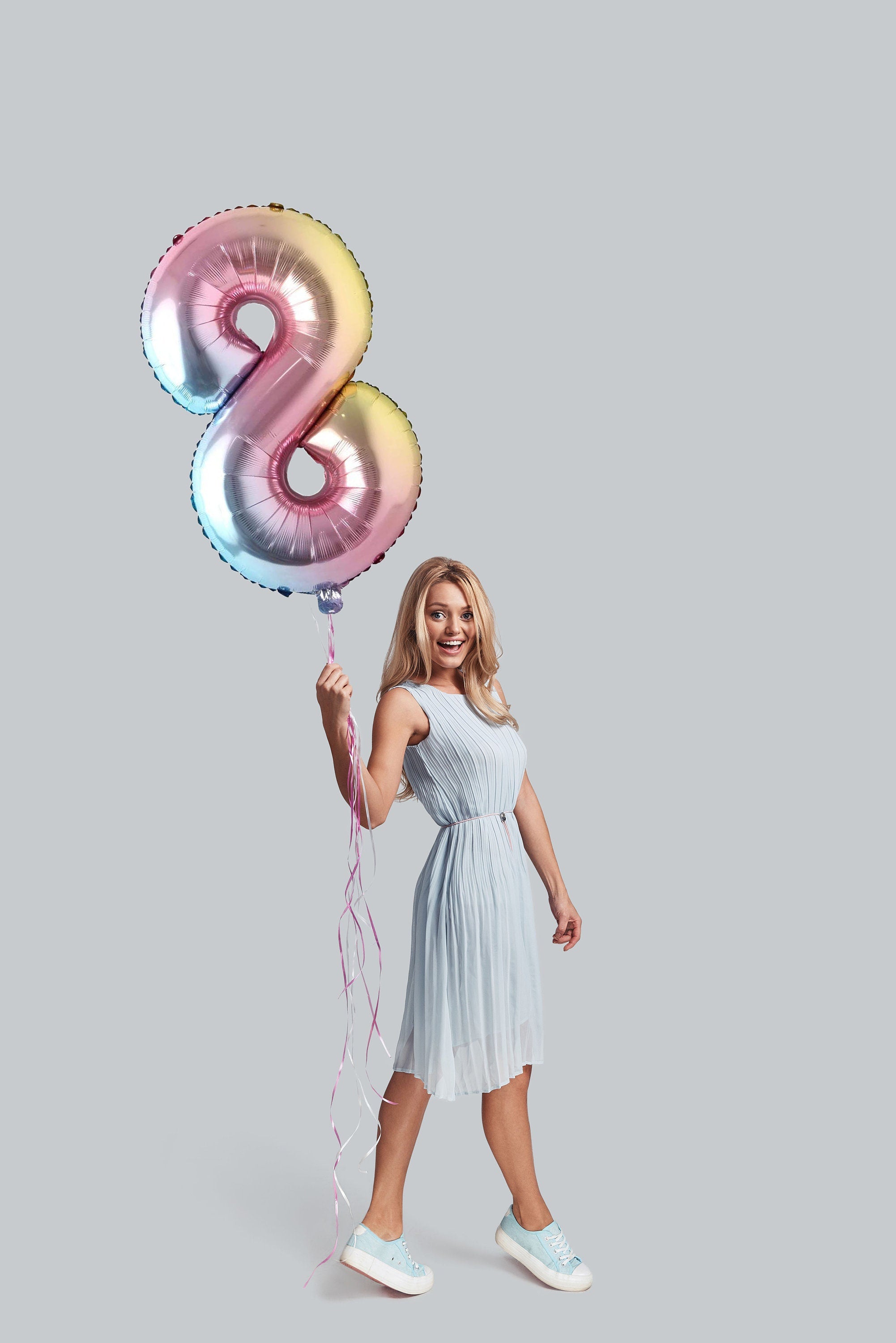 32 Inch Foil Holographic Number Eight Shaped Balloon - Eight Years of Shimmering Celebrations!