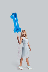 32 Inch Foil Blue One Shaped Balloon - Celebrate First Milestones with Style!