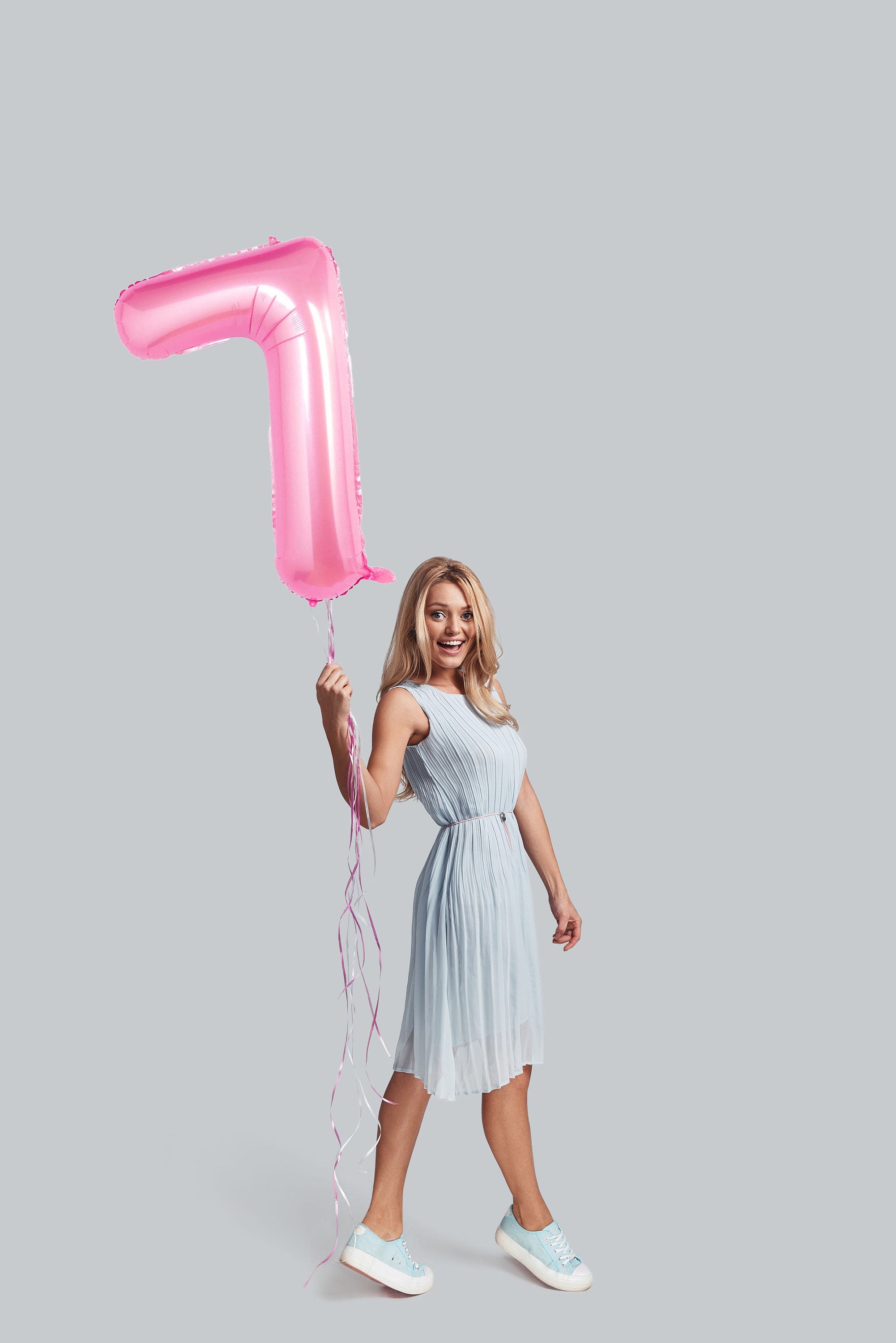 32 Inch Foil Pink Number Seven Shaped Balloon - Perfect for Magnificent Seven-Year Celebrations!