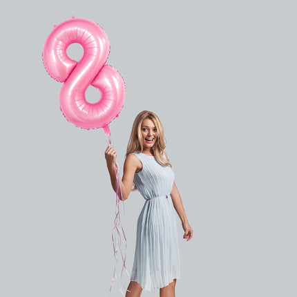 32 Inch Foil Pink Number Eight Shaped Balloon - Celebrate Eight in Style!