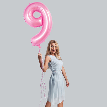 32 Inch Foil Pink Number Nine Shaped Balloon - Perfect for Celebrating Nifty Nines!