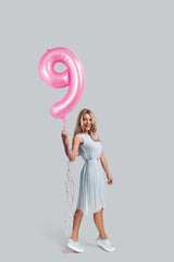 32 Inch Foil Pink Number Nine Shaped Balloon - Perfect for Celebrating Nifty Nines!