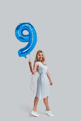 32 Inch Foil Blue Number Nine Shaped Balloon - Perfect for Nifty Nine-Year-Old Celebrations!