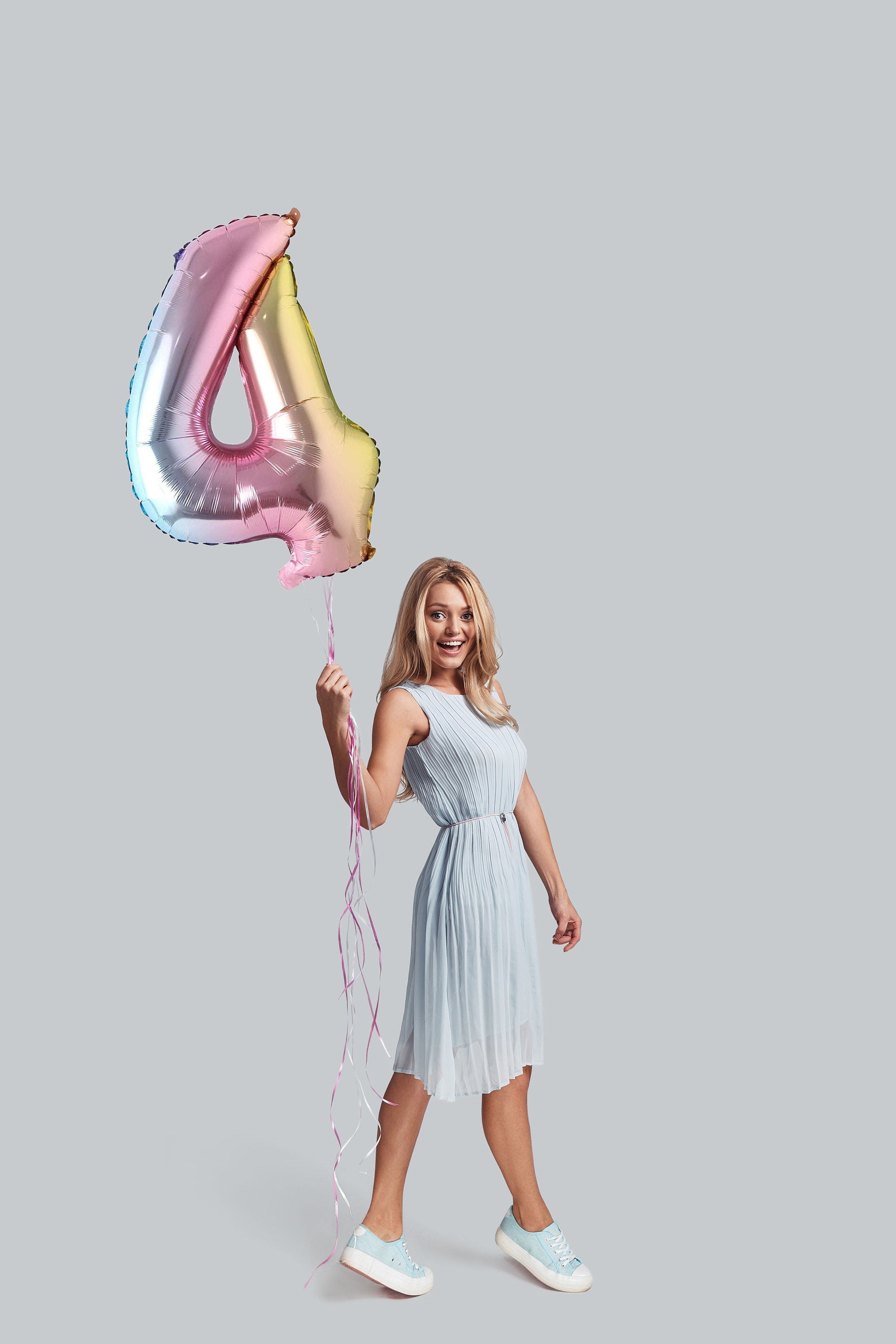 32 Inch Foil Holographic Number Four Shaped Balloon - Add a Shimmer to Fourth Celebrations!