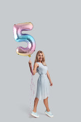 32 Inch Foil Holographic Number Five Shaped Balloon - Five Times the Fun and Sparkle!