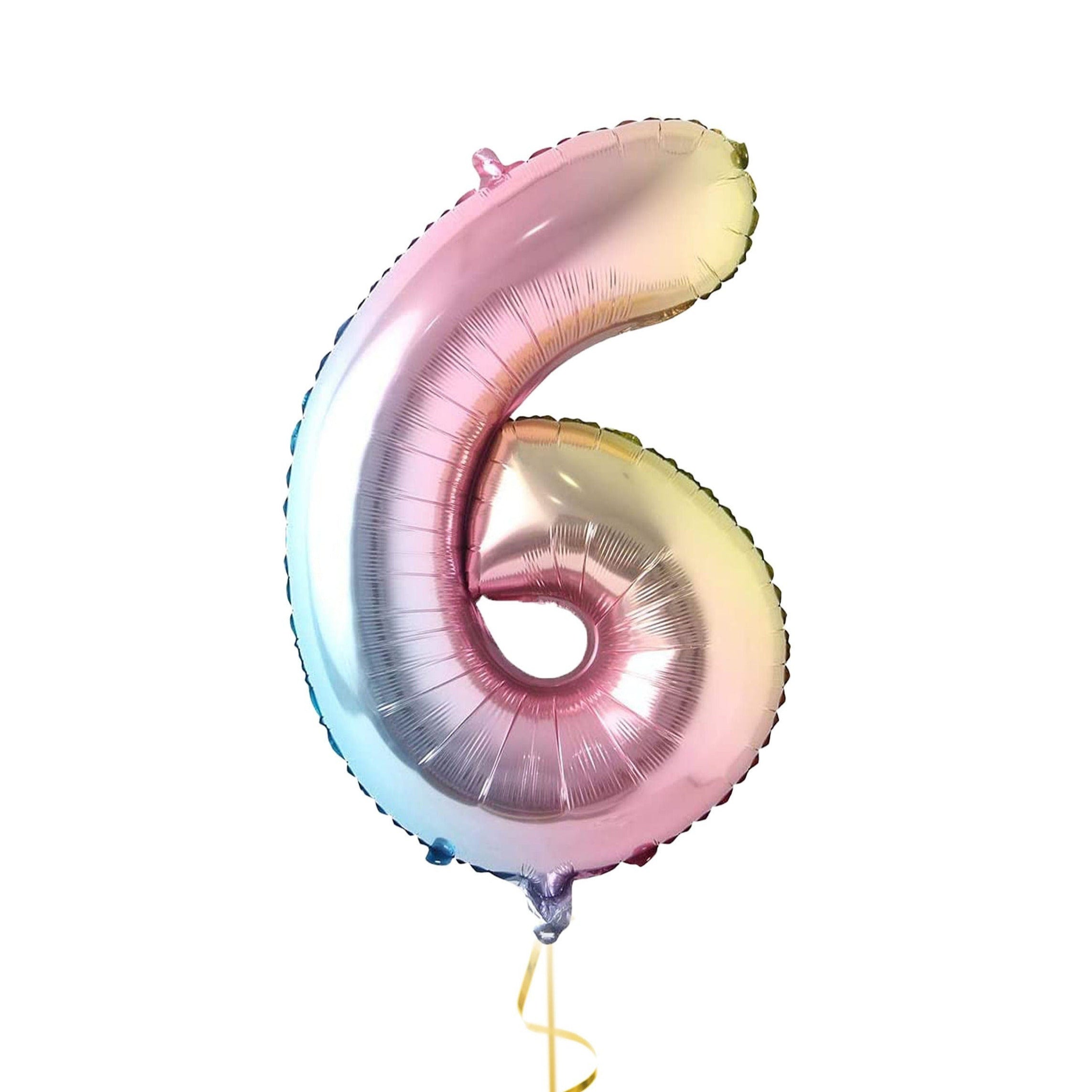 32 Inch Foil Holographic Number Six Shaped Balloon - Spectacular Six Celebrations!