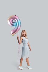 32 Inch Foil Holographic Number Nine Shaped Balloon - Nine-Year Celebrations Shine Brighter!