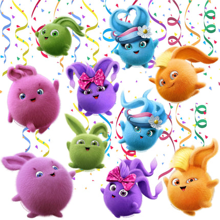Sunny Bunnies Swirls/Streamers Ceiling Decoration - Bring Joyful Twirls to Your Party Space!